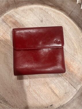 Monsac Vintage Red Leather Bifold Wallet